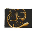 Gold Dog Cat Animal Jewel Dor¨| Cosmetic Bag (Large)  Front