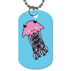 Jellyfish Cute Illustration Cartoon Dog Tag (one Side) by Nexatart