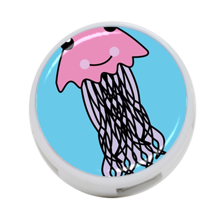 Jellyfish Cute Illustration Cartoon 4-Port USB Hub (One Side)