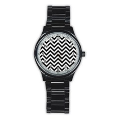 Wave Background Fashion Stainless Steel Round Watch by Nexatart
