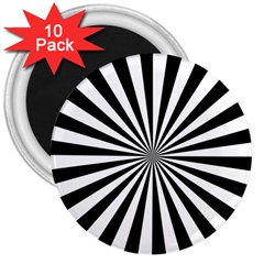 Rays Stripes Ray Laser Background 3  Magnets (10 Pack)  by Nexatart