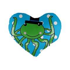 Octopus Sea Animal Ocean Marine Standard 16  Premium Heart Shape Cushions by Nexatart