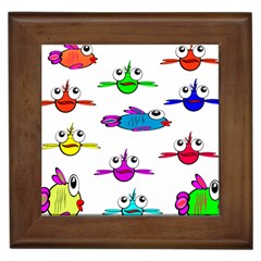 Fish Swim Cartoon Funny Cute Framed Tiles by Nexatart