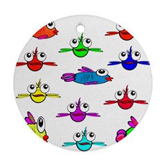 Fish Swim Cartoon Funny Cute Ornament (round)