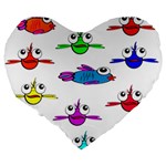 Fish Swim Cartoon Funny Cute Large 19  Premium Flano Heart Shape Cushions Back