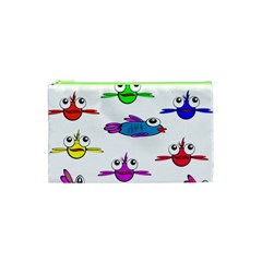 Fish Swim Cartoon Funny Cute Cosmetic Bag (xs) by Nexatart