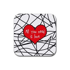 Love Abstract Heart Romance Shape Rubber Square Coaster (4 Pack)  by Nexatart