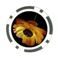 Ranunculus Yellow Orange Blossom Poker Chip Card Guard