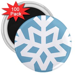 Snowflake Snow Flake White Winter 3  Magnets (100 Pack) by Nexatart