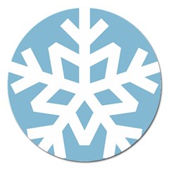 Snowflake Snow Flake White Winter Magnet 5  (round) by Nexatart