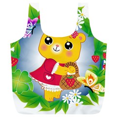 Bear Strawberries Full Print Recycle Bags (l)  by Nexatart