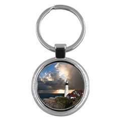 Lighthouse Beacon Light House Key Chains (round)  by Nexatart