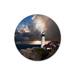 Lighthouse Beacon Light House Rubber Round Coaster (4 pack)  Front