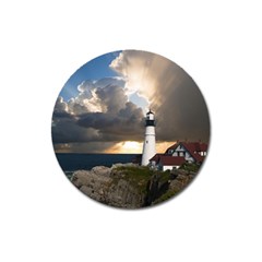 Lighthouse Beacon Light House Magnet 3  (round) by Nexatart