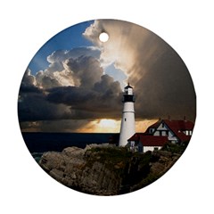 Lighthouse Beacon Light House Round Ornament (two Sides) by Nexatart