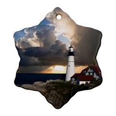 Lighthouse Beacon Light House Ornament (snowflake) by Nexatart