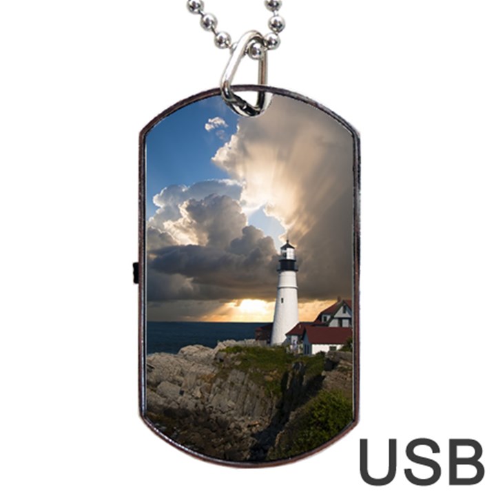 Lighthouse Beacon Light House Dog Tag USB Flash (Two Sides)