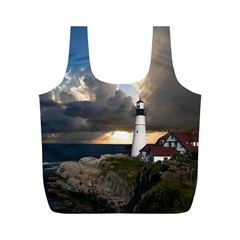 Lighthouse Beacon Light House Full Print Recycle Bags (m)  by Nexatart
