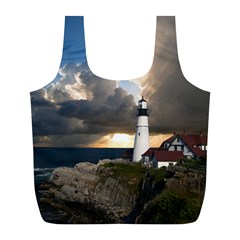 Lighthouse Beacon Light House Full Print Recycle Bags (l)  by Nexatart