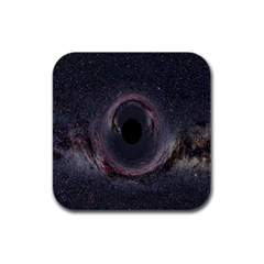 Black Hole Blue Space Galaxy Star Rubber Square Coaster (4 pack) 