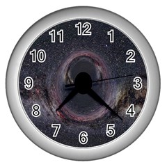 Black Hole Blue Space Galaxy Star Wall Clocks (Silver) 