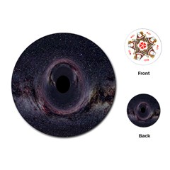 Black Hole Blue Space Galaxy Star Playing Cards (Round) 