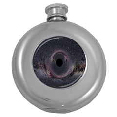 Black Hole Blue Space Galaxy Star Round Hip Flask (5 Oz) by Mariart