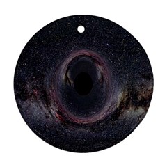 Black Hole Blue Space Galaxy Star Round Ornament (Two Sides)