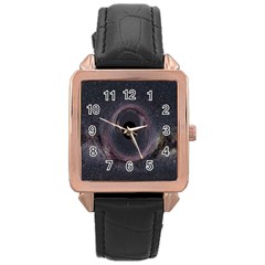 Black Hole Blue Space Galaxy Star Rose Gold Leather Watch  by Mariart