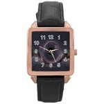 Black Hole Blue Space Galaxy Star Rose Gold Leather Watch  Front