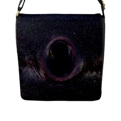 Black Hole Blue Space Galaxy Star Flap Messenger Bag (L) 