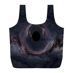 Black Hole Blue Space Galaxy Star Full Print Recycle Bags (L) 
