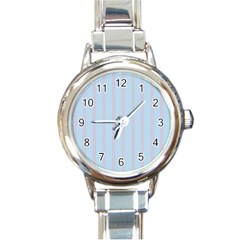 Bleu Pink Line Vertical Round Italian Charm Watch by Mariart