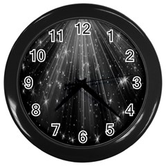 Black Rays Light Stars Space Wall Clocks (black) by Mariart