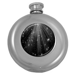 Black Rays Light Stars Space Round Hip Flask (5 Oz) by Mariart