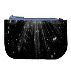 Black Rays Light Stars Space Large Coin Purse