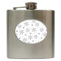 Black Holiday Snowflakes Hip Flask (6 Oz)