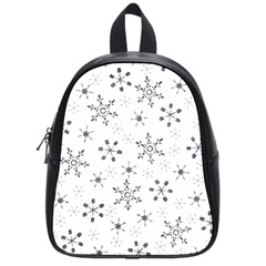 Black Holiday Snowflakes School Bag (small) by Mariart