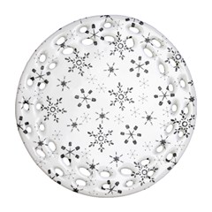 Black Holiday Snowflakes Round Filigree Ornament (two Sides)