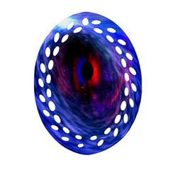 Blue Red Eye Space Hole Galaxy Oval Filigree Ornament (two Sides)