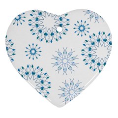 Blue Winter Snowflakes Star Triangle Ornament (heart) by Mariart