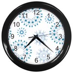 Blue Winter Snowflakes Star Triangle Wall Clocks (Black) Front