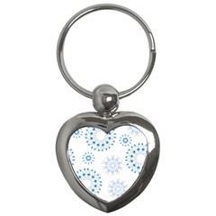 Blue Winter Snowflakes Star Triangle Key Chains (heart) 