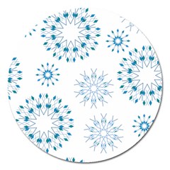 Blue Winter Snowflakes Star Triangle Magnet 5  (round)