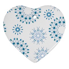 Blue Winter Snowflakes Star Triangle Heart Ornament (two Sides)