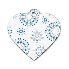 Blue Winter Snowflakes Star Triangle Dog Tag Heart (one Side)