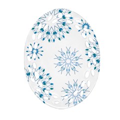 Blue Winter Snowflakes Star Triangle Oval Filigree Ornament (two Sides) by Mariart