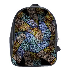 Multi Color Tile Twirl Octagon School Bag (xl) by Nexatart