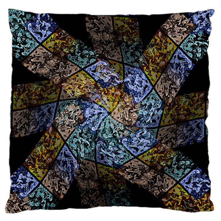 Multi Color Tile Twirl Octagon Large Flano Cushion Case (One Side)