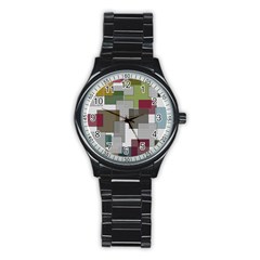 Decor Painting Design Texture Stainless Steel Round Watch by Nexatart